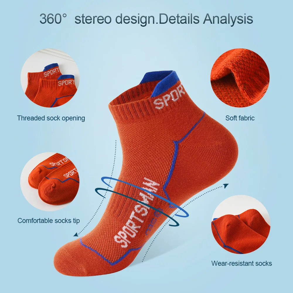 6 أزواج الرجال الصيف رقيقة الرطوبة فتل المضادة للرائحة كرة السلة الجري جوارب رياضية تنفس شبكة القطن جوارب رياضية للرجال