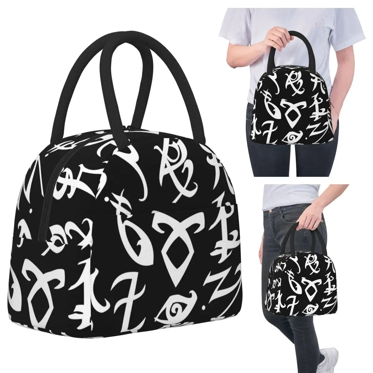 حقيبة غداء معزولة من Shadowhunters، Shadowhunters Runes، Mortal Instruments للنساء، صناديق طعام محمولة، حقيبة غداء حرارية