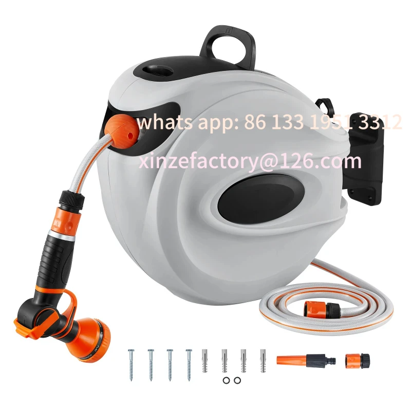 

Customizable Retractable Hose Reel1/2 inch 180° Swivel Bracket Wall-Mounted Garden Water Hose Reel with 9-Pattern