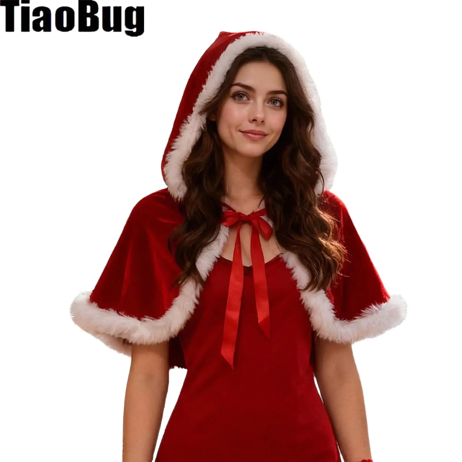 

Christmas Hooded Shawl Cloak Cape Santa Claus Cape Halloween Xmas Cosplay Costume Accessories for Women