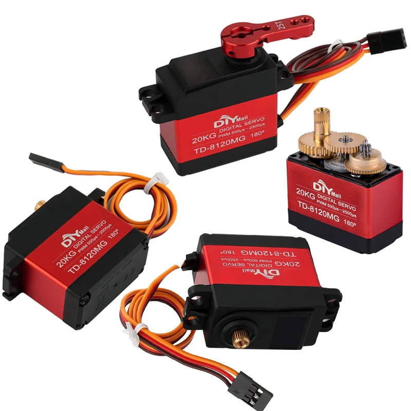 4 قطعة TD-8120MG 20 كجم علبة معدنية محرك معزز رقمي 180 °   زاوية يمكن التحكم فيها مع أجزاء ذراع 25T لسيارة RC/نموذج الروبوت