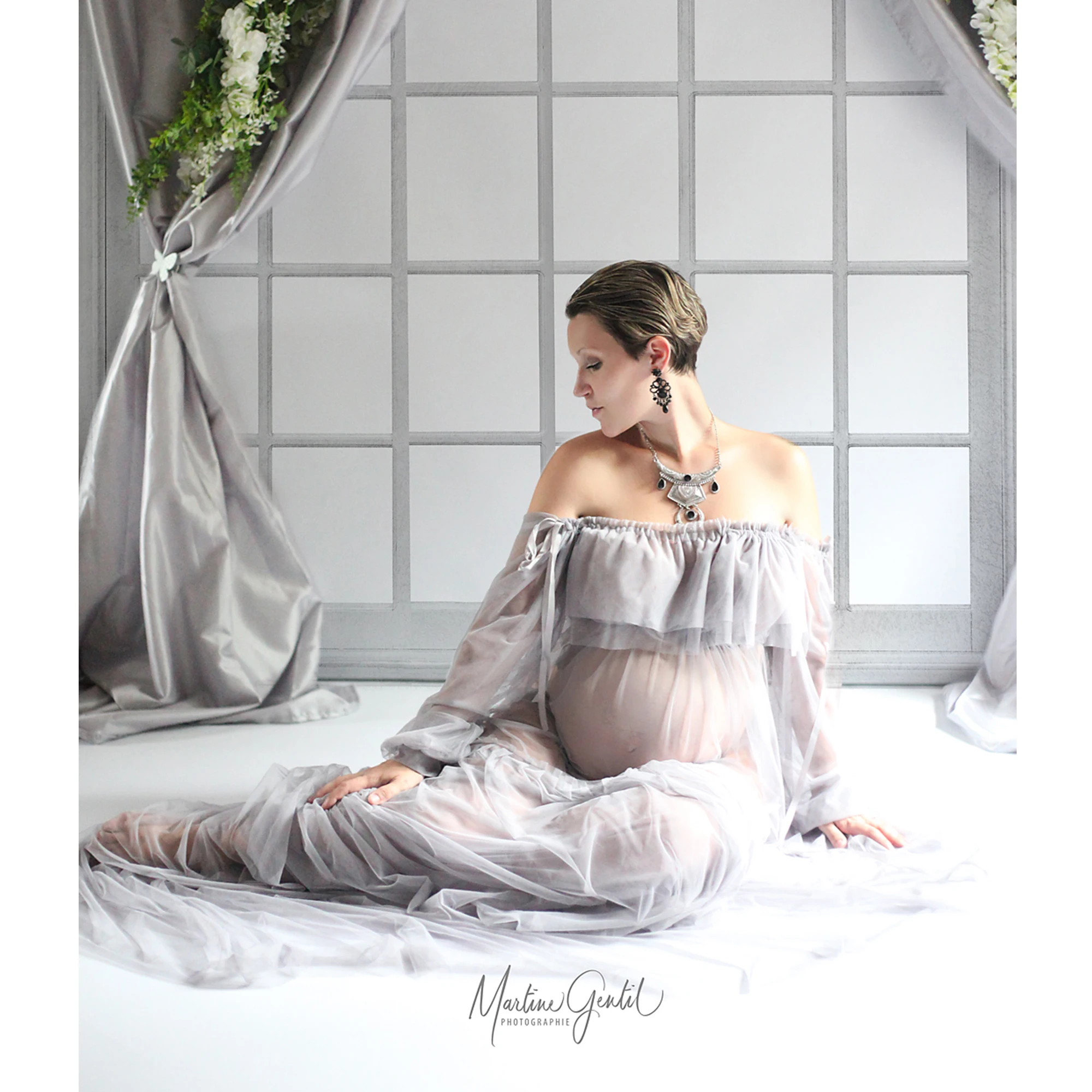 Don&Judy Sexy Maternity Dresses Photo Shooting Props Tulle Robe Long Sleeve Gowns Pregnant Woman For Baby Shower Custom Clothes