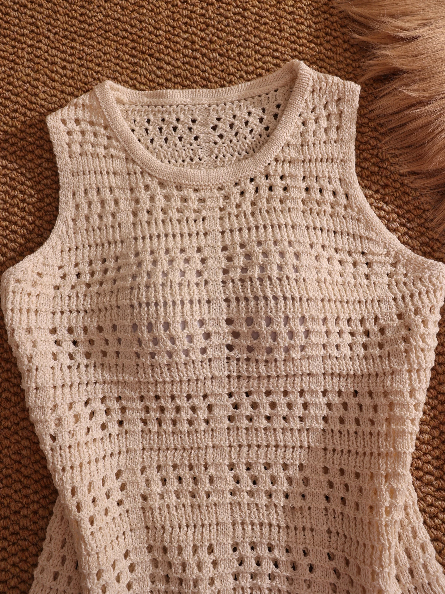 Sommer 2025, Damen-Strickoberteil, aushöhlen, rund, Ne Me Top, sexy, vielseitig, reines Verlangen, Pendeln, lockere Passform, Oute...