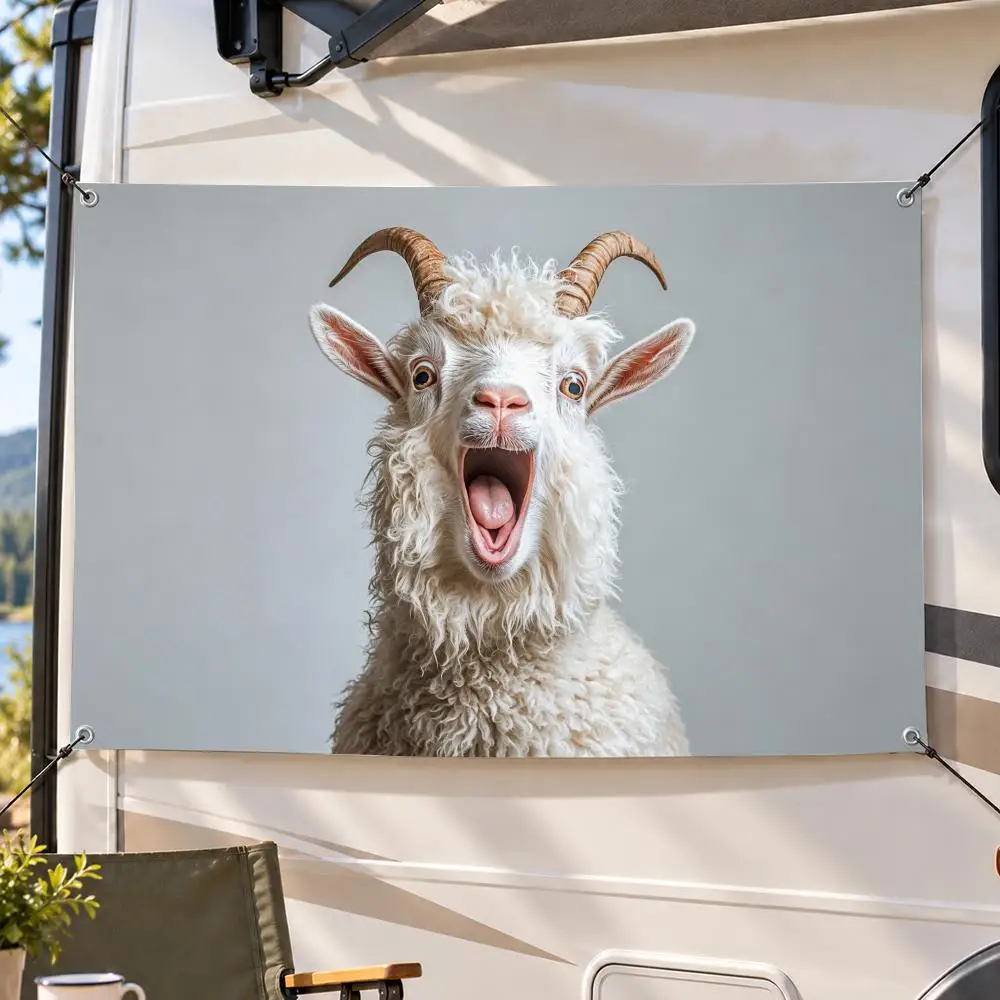 Meme Funny Screaming Goat Flags Decorative Flag Banner Indoor Outdoor Garden Yard Patio Party Camping Wall Decor Gift
