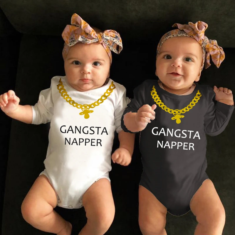 

Autumn Newborn 0-12M Baby Clothes Gangsta Napper Funny Baby Bodysuit Cotton Spring bodysuits & one-pieces for Boys Girls Infant