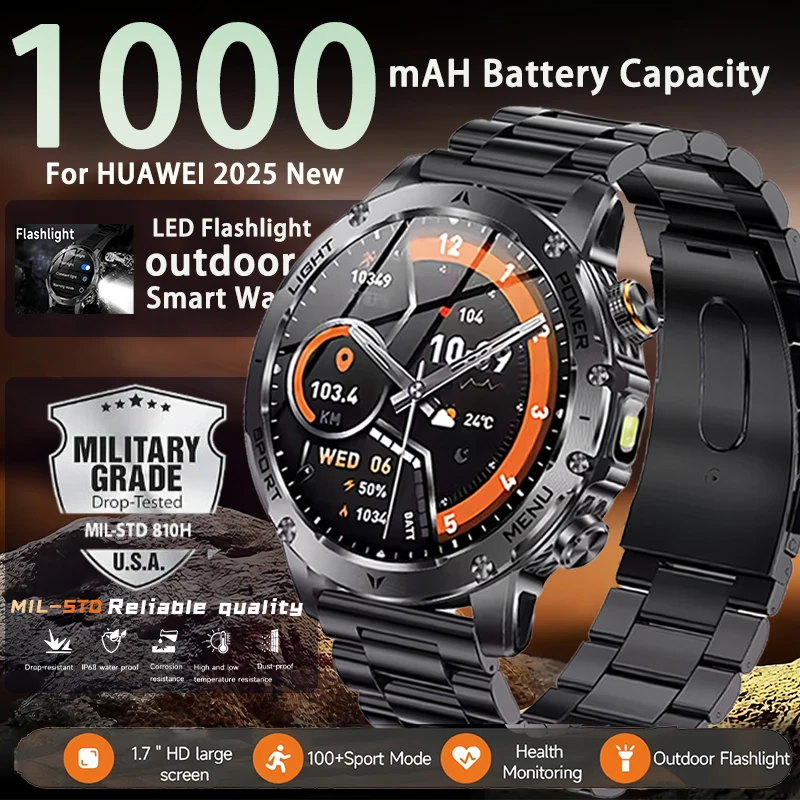 

2025 New TREX 3 Military 1000mAh Battery GPS Smart Watch Men AMOLED Outdoor Fitness Flashlight 3ATM Waterproof Sport Smartwatch
