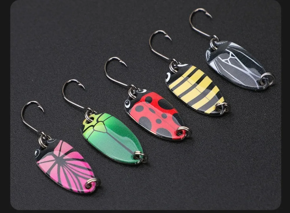 5-teiliges Set UV-beschichteter Löffelköder mit Insekten-Design, 1,5G 2,5G 3,5G 5G Gewicht, Spinnerbait-Köder mit Pailletten und Geräuscheffekt – Detail 17