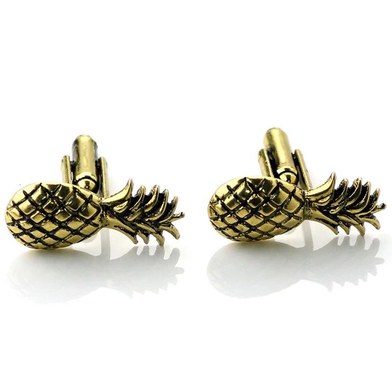 Fruit Pineapple Cuff Links Golden Luxury Metal Cufflinks Men's Fashion Shirt Cuff Button Jewelry