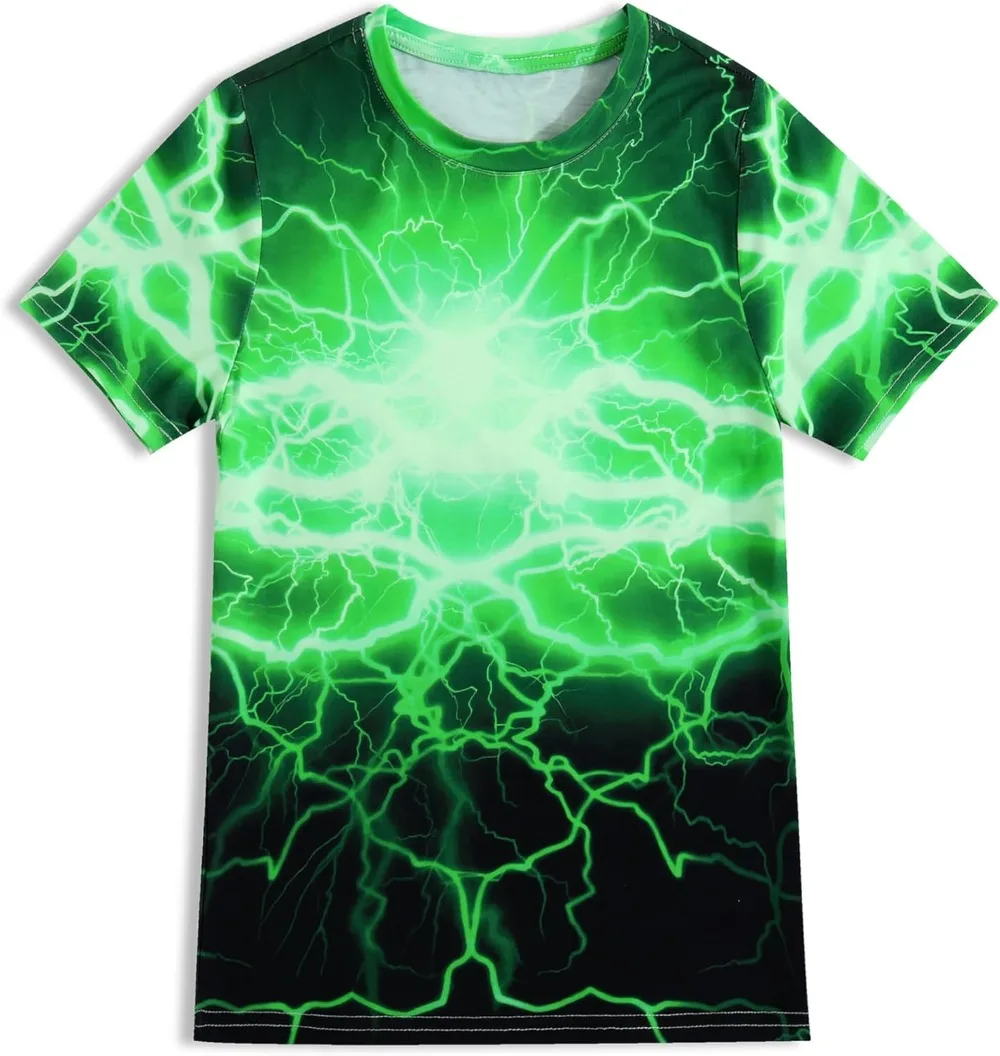 

Boys Girls T-Shirts 3D Graphic Shirts Kids Neon Novelty Youth Short Sleeve Glow Tees Animal Print Tees