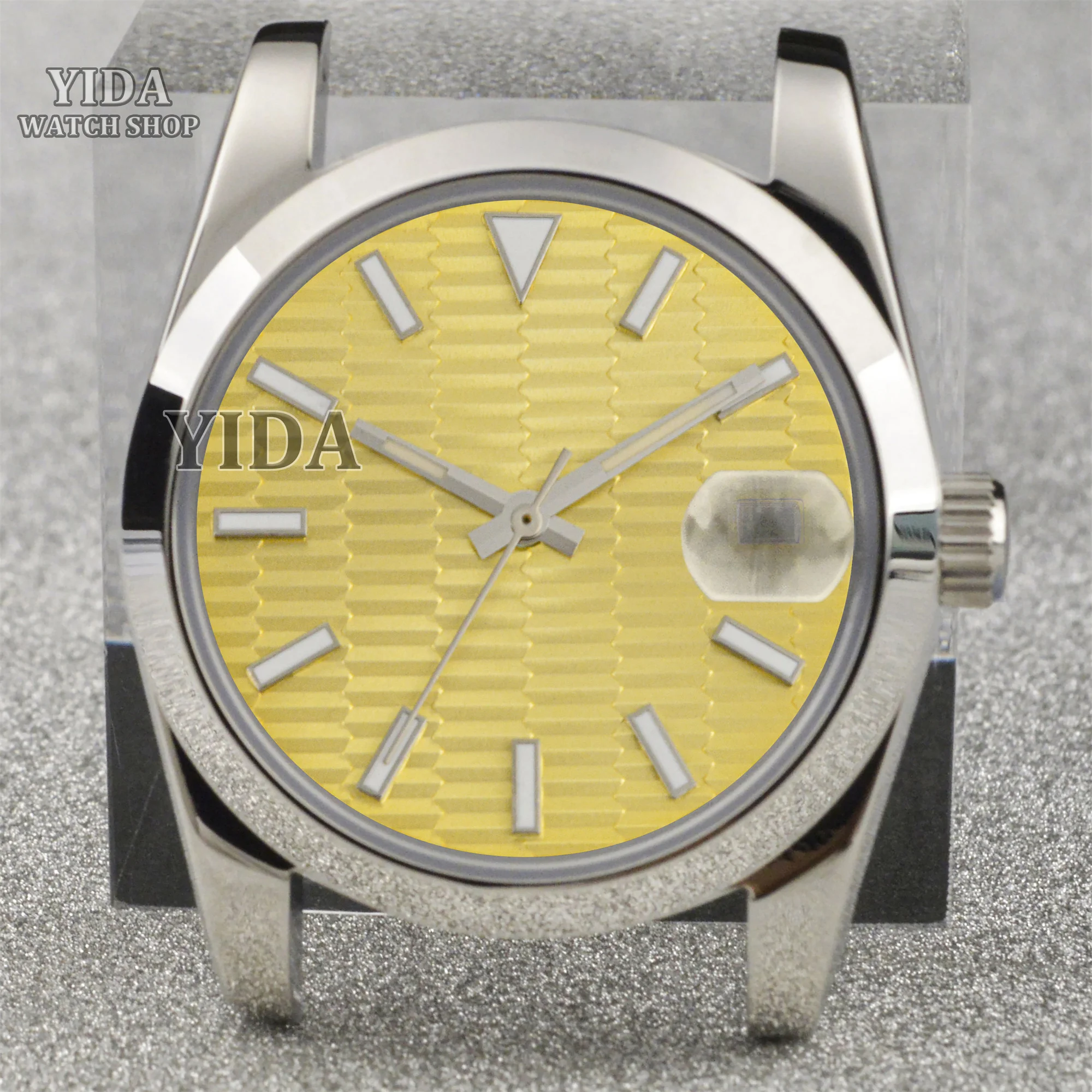Caja NH35 de 36/39mm, manecillas luminosas, piezas de reloj de cristal de zafiro de acero inoxidable para reemplazo de movimiento automático Datejust NH35