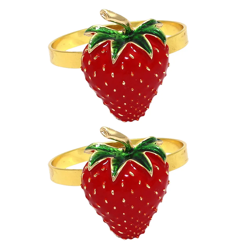 

2Pcs Strawberry Shaped Napkin Buckles Fine Craftsmanship Lightweight Portable Party Decorative Napkin Rings Party Decorations