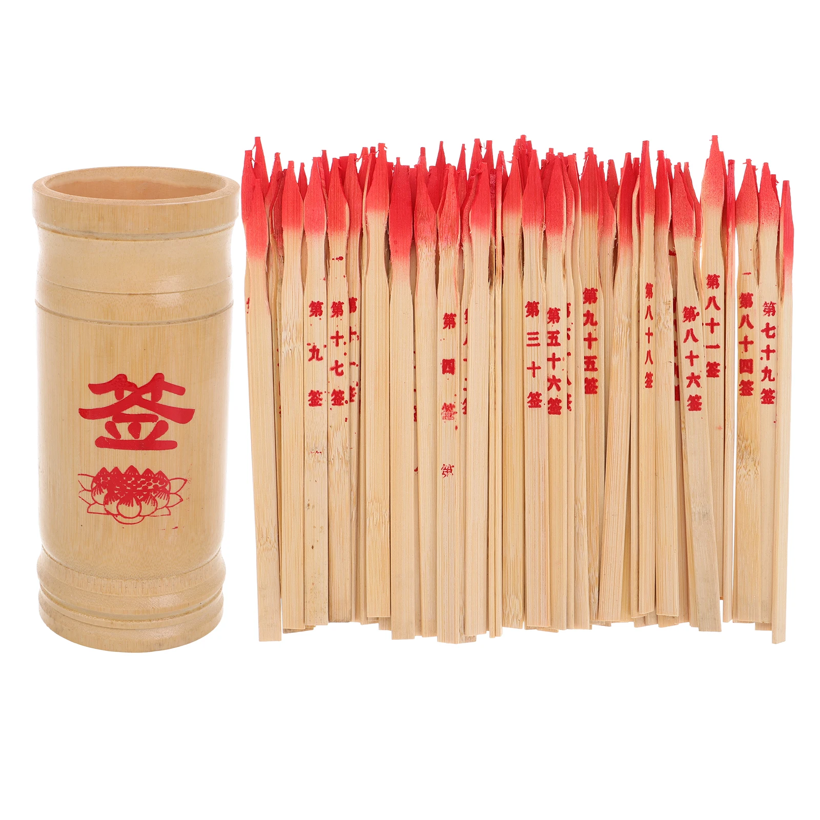 Chinese Fortune Telling Divination Stick Bucket Beige Feng Shui Decor Bamboo Game Props Lucky Wishing Rod Temple Spirituality