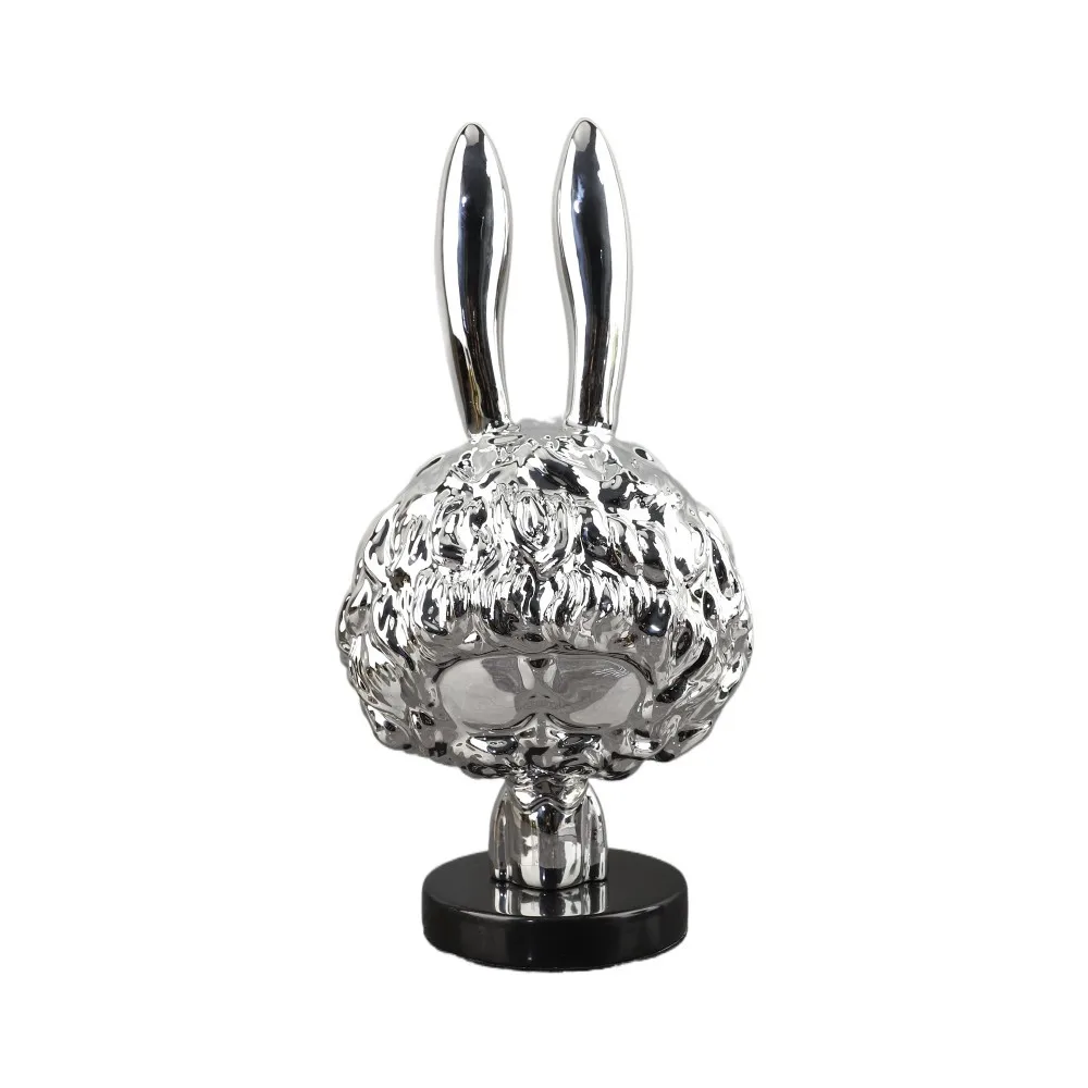 Nordic Premium Rocket Rabbit Animal Sculpture Electroplated Resin Art Ornament for Living Room TV Stand Bedroom Home Decor