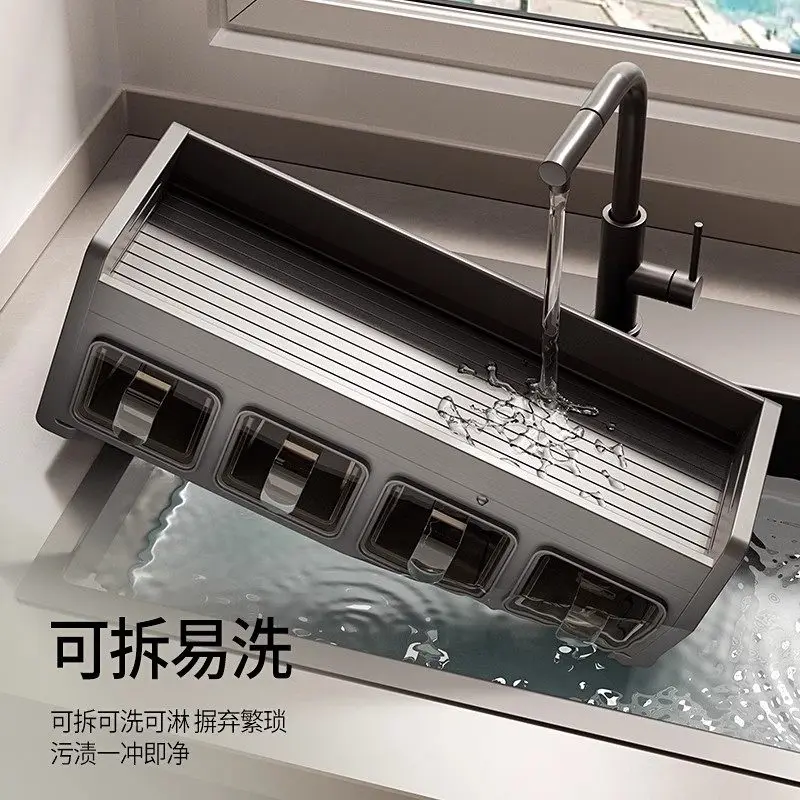 Kitchen rack, household non-punching wall-mounted seasoning box storage rack, seasoning rack