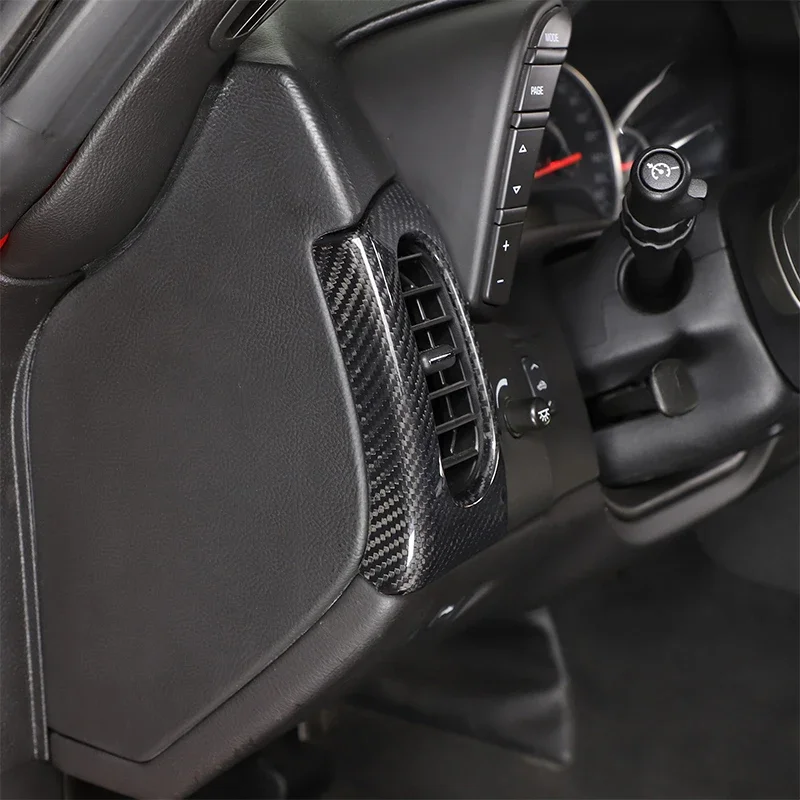Para 2005-2013 chevrolet corvette c6 fibra de carbono real painel do carro lateral ventilação de ar quadro adesivo acessórios interiores do carro 2 pçs