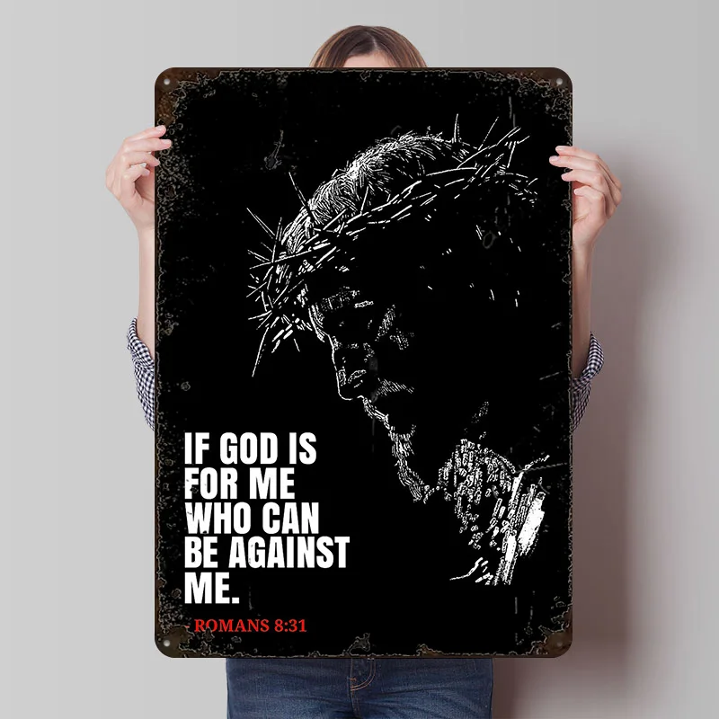 Jesus Christ With Crown of Thorns Tinplate Poster Custom Wall Art Vintage Metal Signs Retro Tin Plaque for Room Accessories Bar