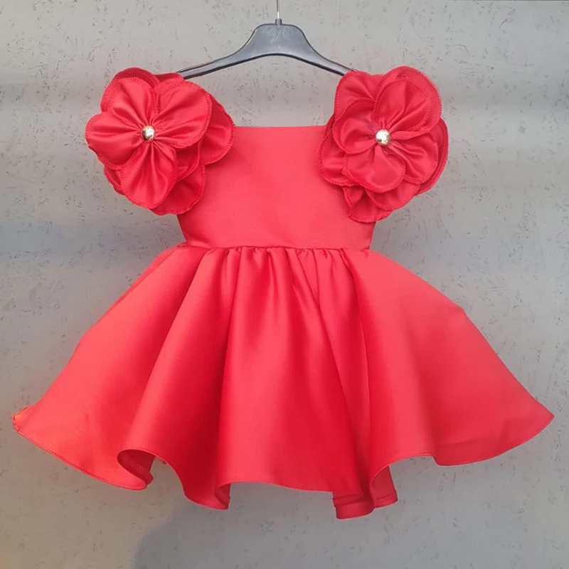 Baby Girl Dress New Fashion Flowers Girls Dress 1st Year Birthday Party Baby battesimo Dress For Girls Princess Christmas Costume