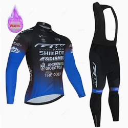 -Thermal Fleece Cycling Clothes for Men, Gw Team Jersey Suits, Outdoor Riding Bike, MTB Bib Pants Sets, Winter