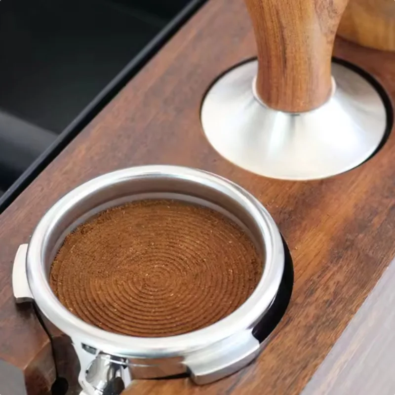 1PCS 304 stainless steel wooden handle coffee powder compactor, powder hammer 51mm, powder filler matching equipment