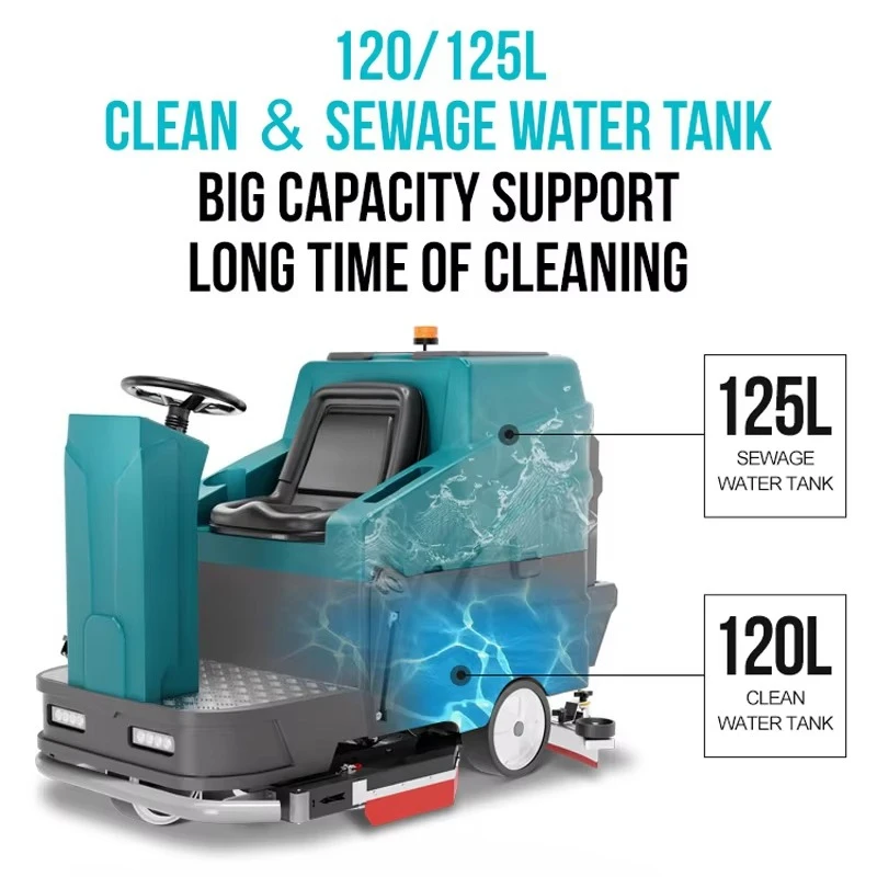 GAOGE X86 High Productivity Industrial Commercial Battery Powered Rugged Durable Cleaning Machine Ride on Floor Scrubber With CE