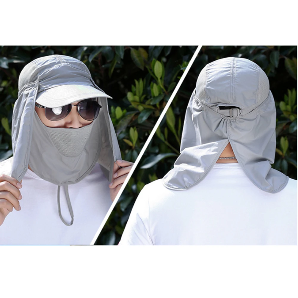 

1Pcs Uv Fishing Hat Sun Cap Outdoor Face Cover Hat Light Grey for Men Women
