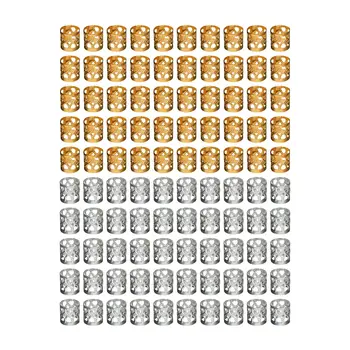 100-częściowe pierścienie do warkoczy włosów Dredy Koraliki Metalowe mankiety Aluminiowe dredy zamki dla kobiet Spinki do włosów Akcesoria