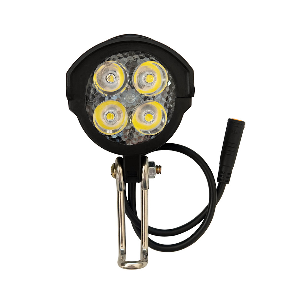  E-bike LED Headlight Accessories 36V 48V Lamp 3pin Built-in Horn Front Light for Electric Scooters Bicycles 