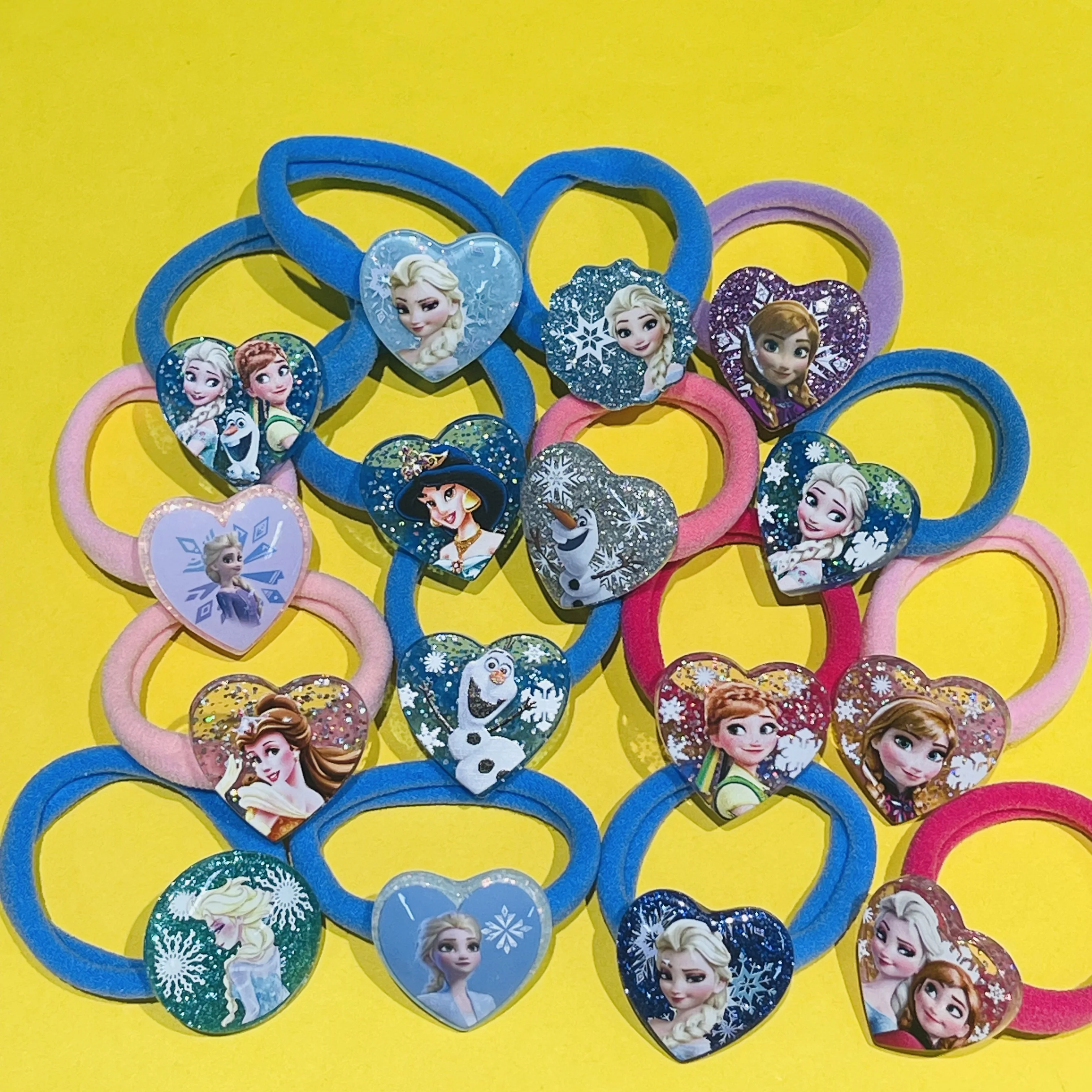 1PCS Disney Princess Elsa Anna Elastic Hair Rubber Bands Headband Hair Accessories Girls Cartoon Hair Gum Hair Bows Headwear