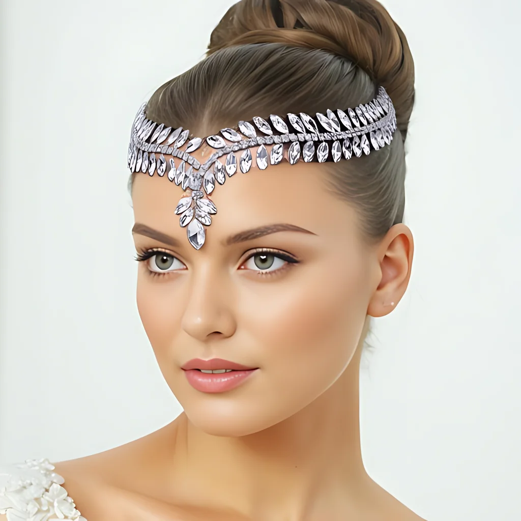 Bohemia Bridal Forehead Headband Rhinestone Wedding Headpiece Woman Tiara Hair Accessories Jewelry Bride Headwear HP529