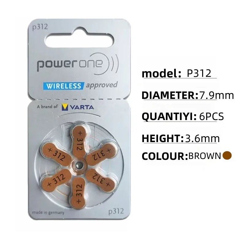 PowerOne P312 baterías Para audífonos 1,45 V 312 312A A312 PR41 batería De Zinc Air Para audífonos BTE CIC RI