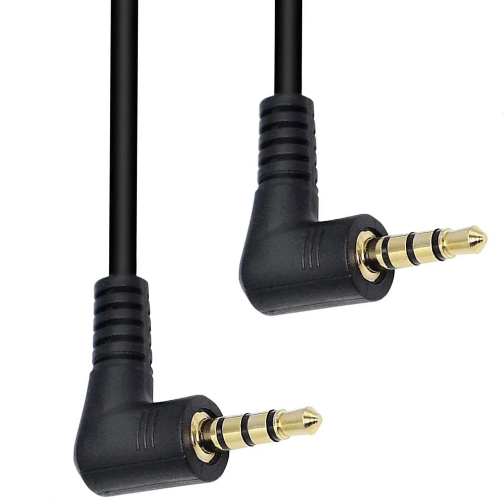 Jack maschio a maschio da 3.5mm 4 poli prolunga per spina a 90 gradi cavo a spirale a spirale Audio Aux 5ft