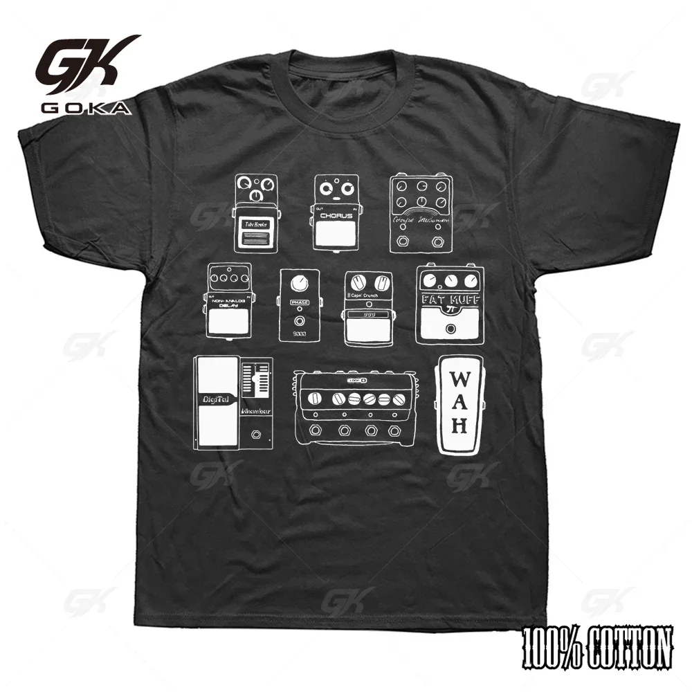 Awesome Pedal Board Guitar T-Shirts for Men Crew Neck Cotton T Shirt Music Summer Fashion O-Neck Short Sleeve