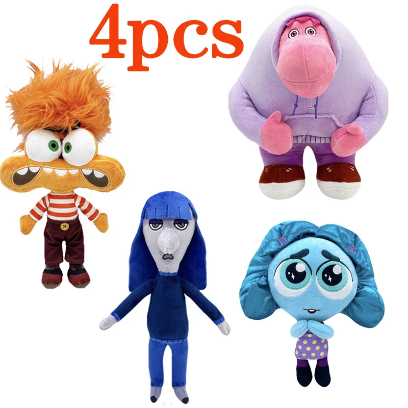 4pcs Inside Out 2 Anime Plush Toys Cute Ennui Anxiety Envy Embarrassment Doll Plush Fans Kids Birthday Gift