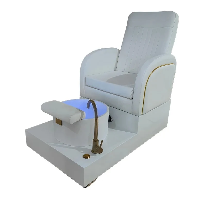 

High-end Small Nail Salon Foot Pedicure Chair with Drawer Light and Resin Glass Basin
