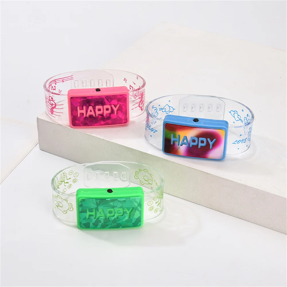 Led Glowing Wristbands Colorful Flash Light Up Happy Bracelet Glow In The Dark Party Supply Wedding Christmas Party Decoration