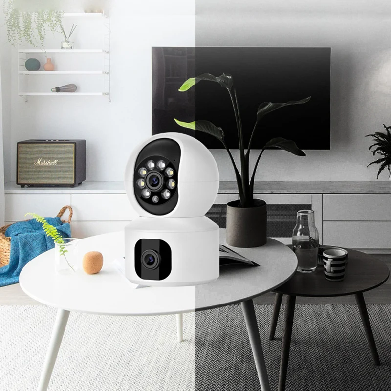 Smart WiFi Camera with Dual Screens Two-Way Audio Baby Monitor Indoor IP Cameras Surveillance Home Security