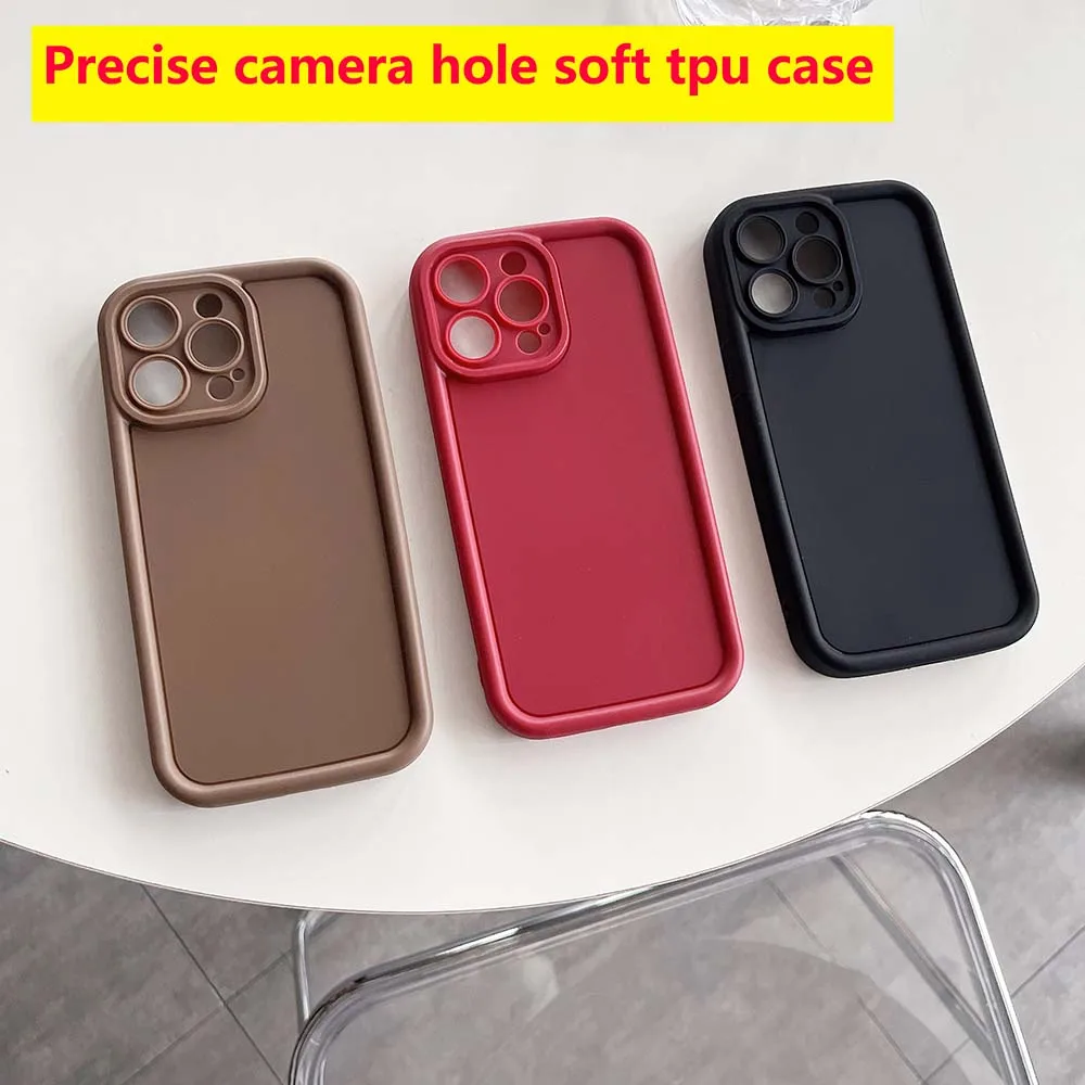 Precise Camera Hole Pure Color Case For iPhone iPhone 16 15 14 13 12 11 Pro Max XR XS 7 8 SE Plus Soft TPU Cover Skin