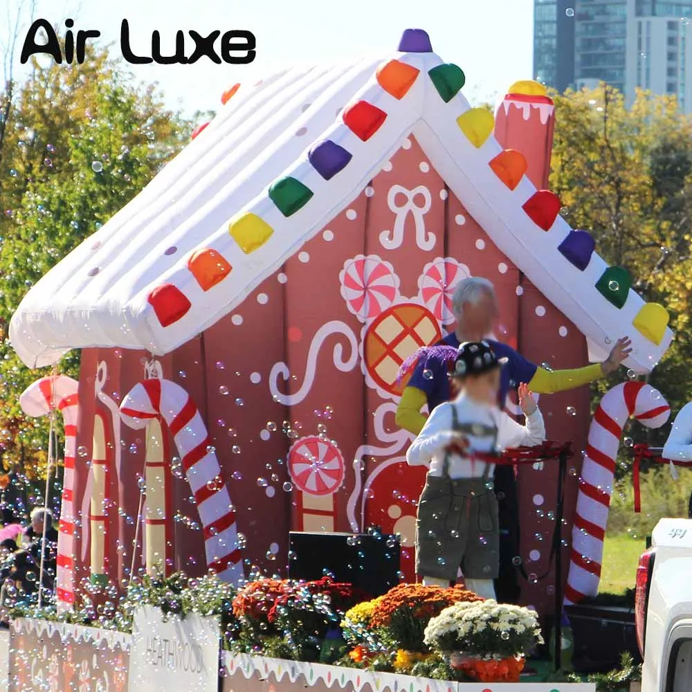 Fast Air Shipping 2026 New Design Inflatable Portable Christmas House, Shopping Mall Decoration Santa Grotto Cube House Tent
