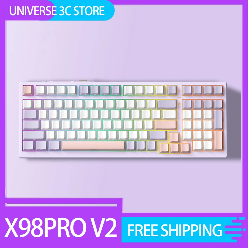 Technology X98Pro V2 Mechanical Keyboard  wireless three mode bluetooth RGB Hot-swap Gasket Ergonomics Customized E-Sport Gamin