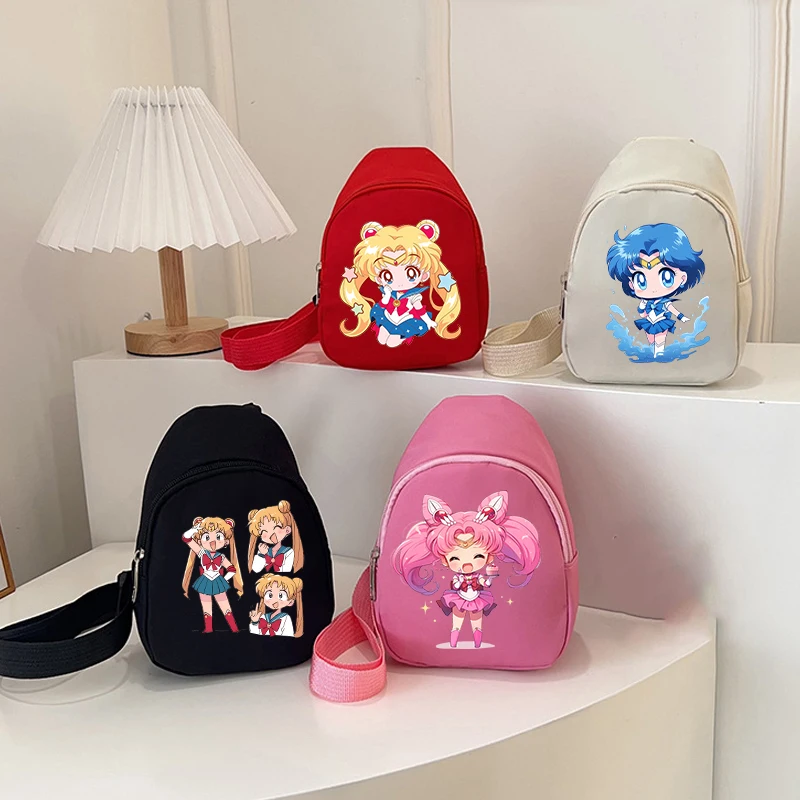 Sailors Moons Shoulder Bag Cute Anime Backpack Cartoon Portable Chest Bags Boy Girl Crossbody Pouch Storage Case Birthday Gifts