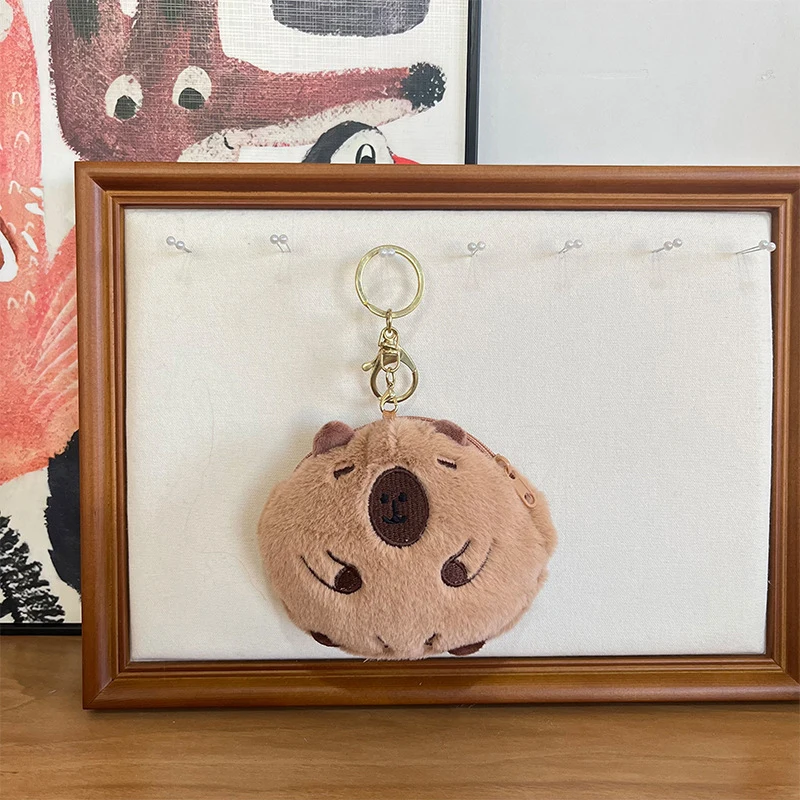 Porte-monnaie en peluche Capybara mignon, porte-clés overd'Inde, mini portefeuille, sauna, sac de rangement pour téléphone, porte-clés, sac à dos pendentif