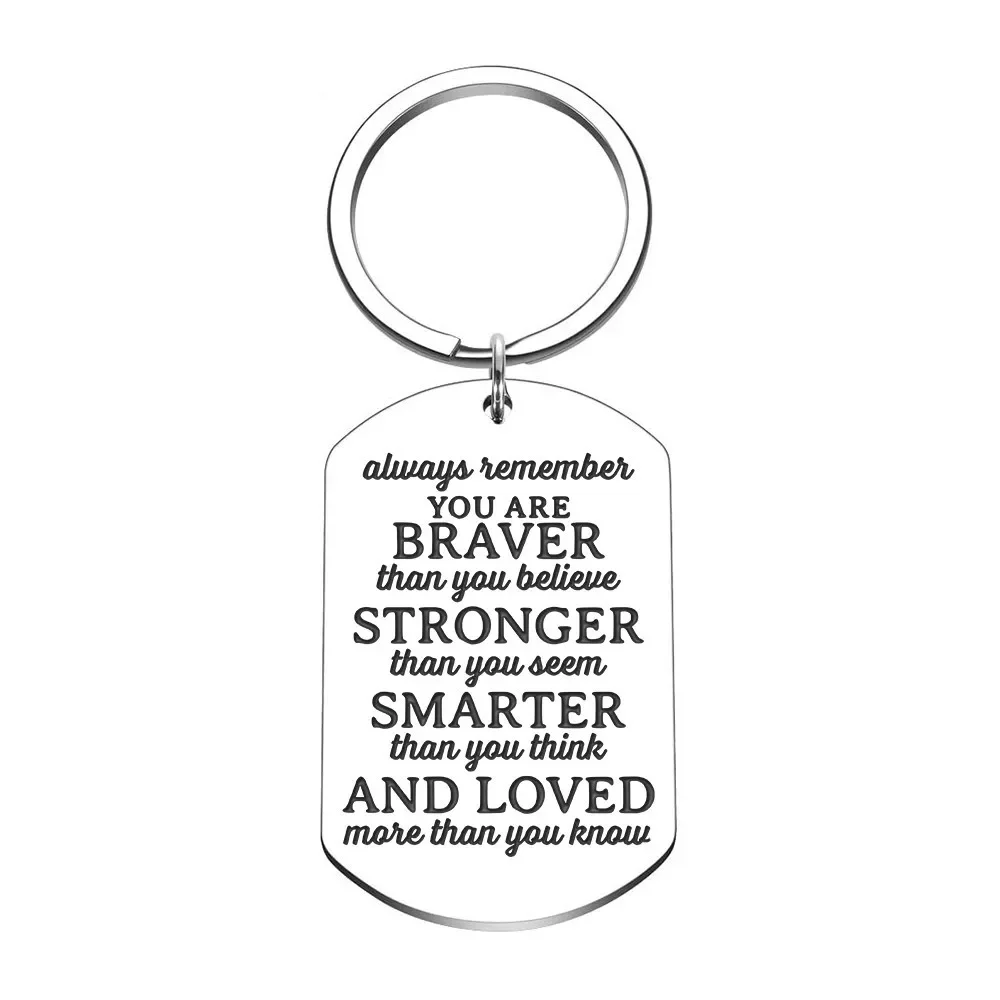 Graduation Keychain Gift for Women Men Teen Girls Boys Friends -Always Remember You are Braver Than You Believe Stronger Than