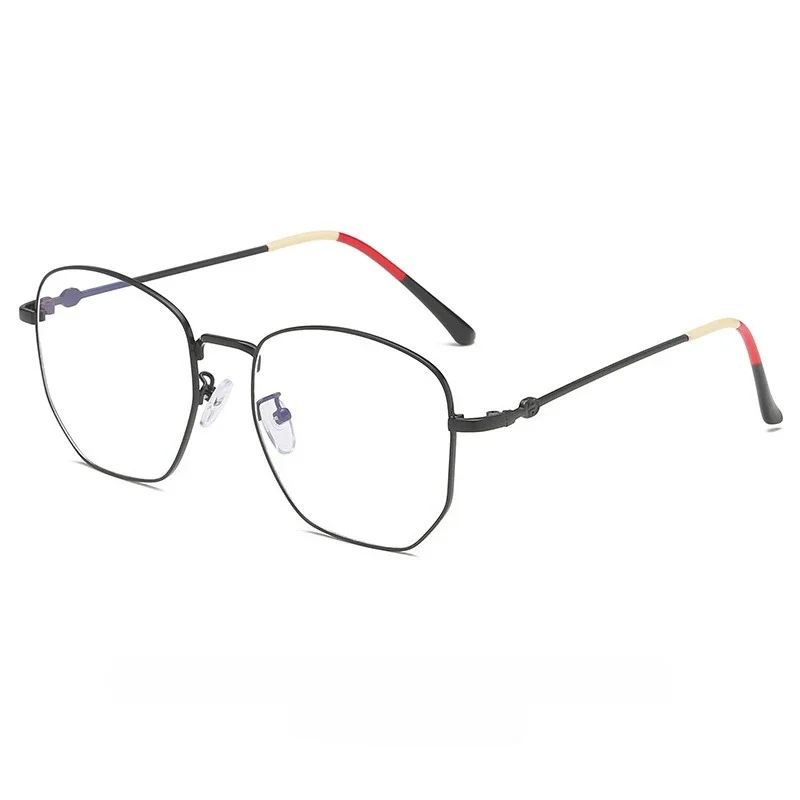 نظارات معدنية كلاسيكية غير منتظمة، إطار كامل لحجب الضوء الأزرق للجنسين، بلانو طلاء IP خفيف للغاية، متين ومريح