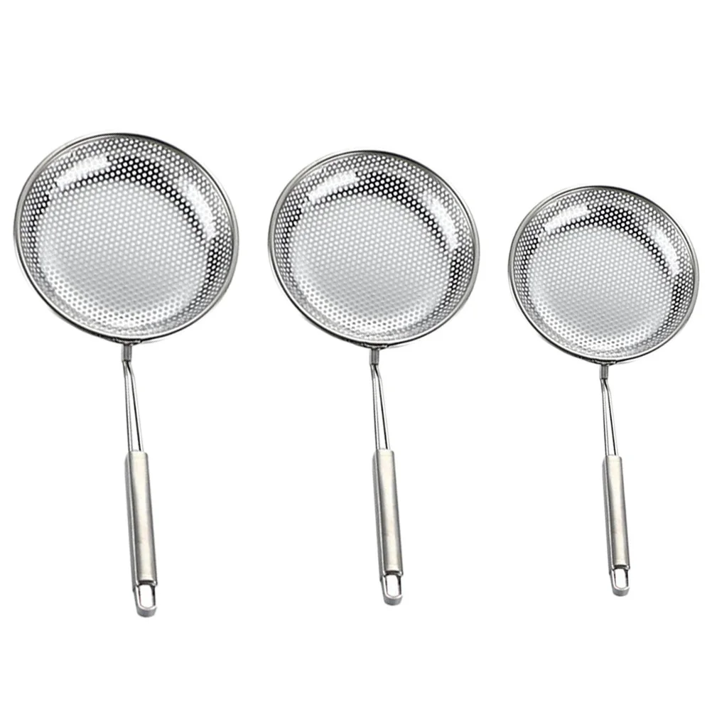 

3pcs Stainless Steel Mesh Colander 304 Filter For Noodles Hot Pot Kitchen Strainer Portable Cooking Tool Leak Proof Drainage