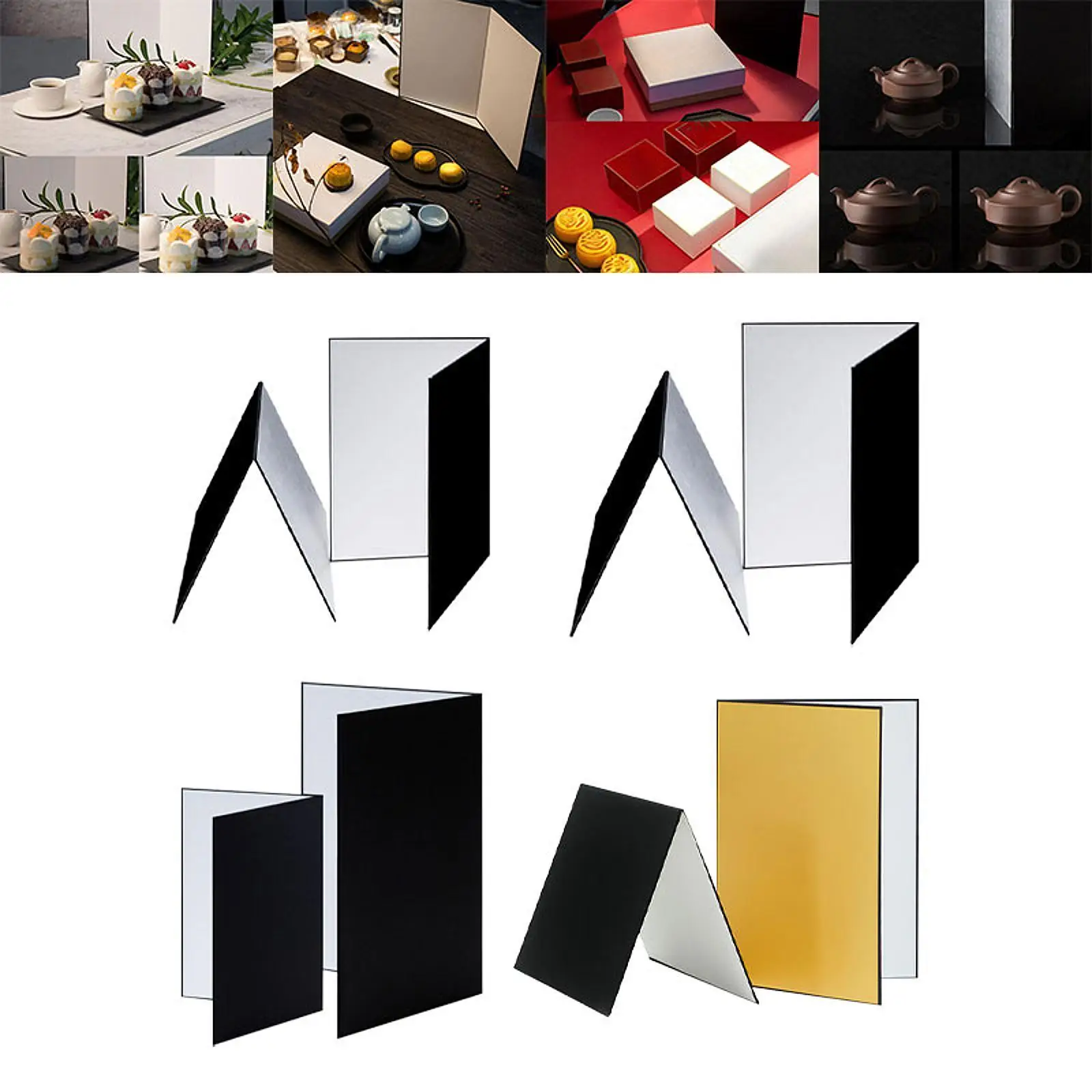 

2x 3 in 1 Light Reflectors Foldable Multifunction Practical Light Diffuser Boards for Food Jewelry Still Life Outdoor Indoor