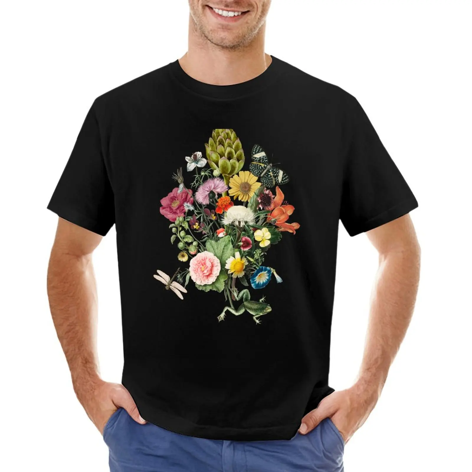 Romantic Botanical with Artichoke & Frog T-Shirt sports fans quick drying tops street wear oversized t shirt men