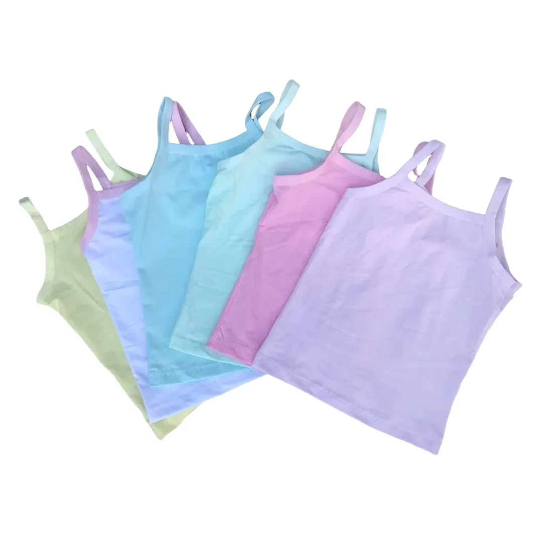 

3 шт./лот, дышащие хлопковые майки с цветочным принтом для девочек, мягкие однотонные майки для детей, размер для маленьких девочек, От 3 до 10 лет