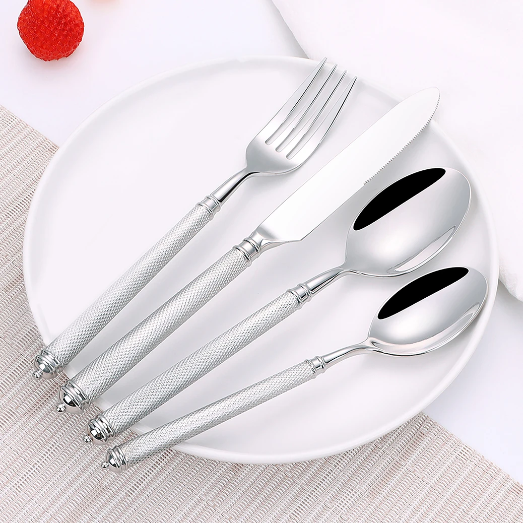 4/8/12/16Pcs Gold Heavy Tableware Stainless Steel 304 Cutlery Sliver Dinner Set Mirror Western Knife Fork Spoon Kitchen Utensils