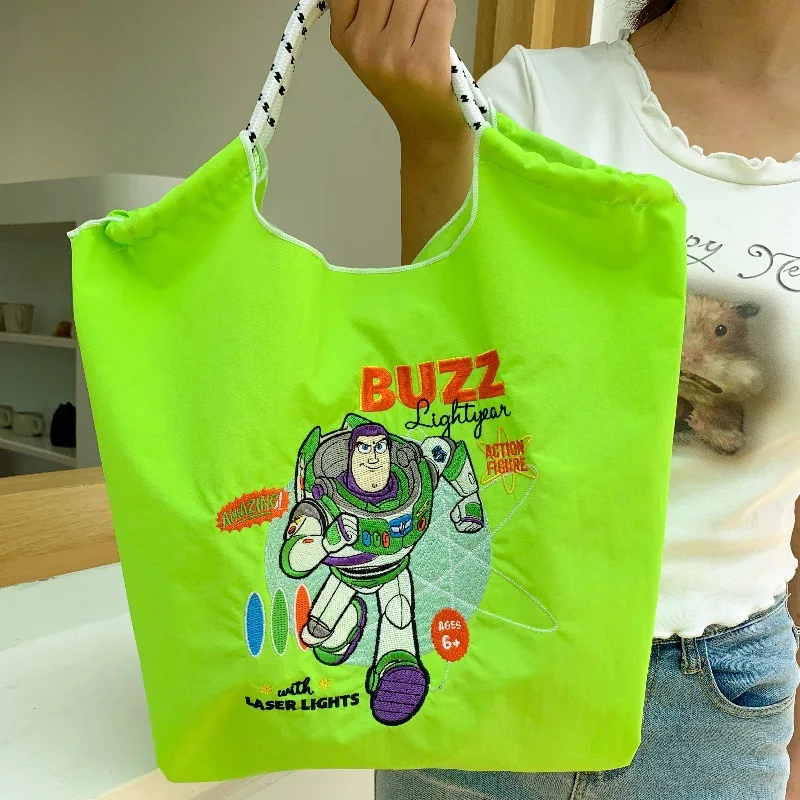 Kawaii Disney Buzz Lightyear Sheriff Woody Pride Anime Toy Story Summer Eco-Friendly High-Capacity Nylon Shopping Bag Girls Gift