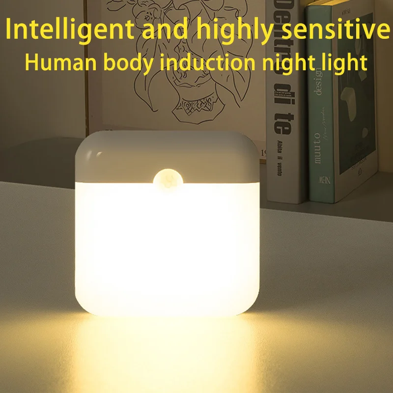 LED Night Light, Human Motion Sensor Lamp USB C Rechargeable Closet Light, Wireless LED Wall Lamp For Stairs Closet Kitchen Bed